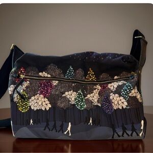 Paul Smith Black and Multicolor Tree Design Shoulder Bag